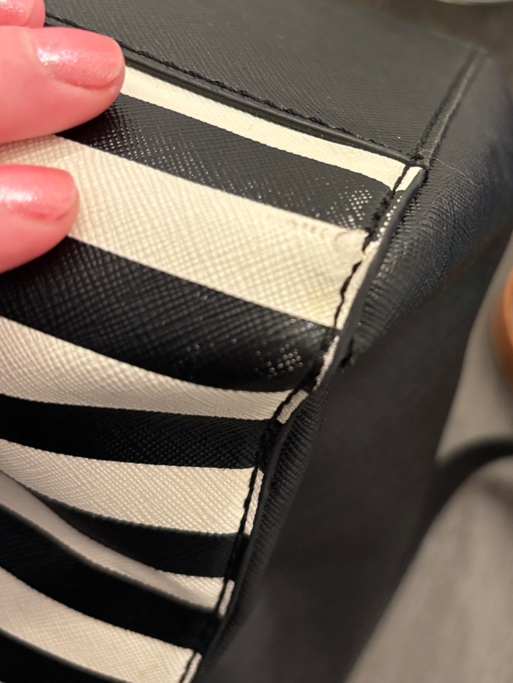 Aldo Black and White Striped Satchel with Gold Accents - Picture 7 of 12